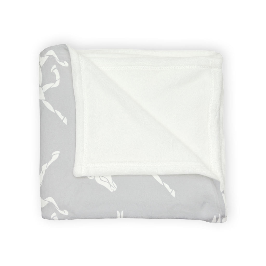 Horse Pattern Soft Polyester Blanket — Grey Running Horses Throw for Equestrian Lovers