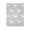 Horse Pattern Soft Polyester Blanket — Grey Running Horses Throw for Equestrian Lovers
