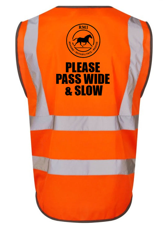 RMJ Hi Viz Vest PLEASE PASS WIDE & SLOW
