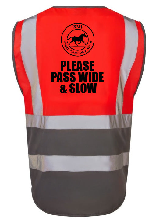 RMJ Hi Viz Vest PLEASE PASS WIDE & SLOW