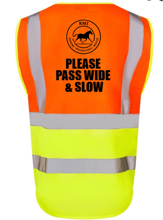 RMJ Hi Viz Vest PLEASE PASS WIDE & SLOW